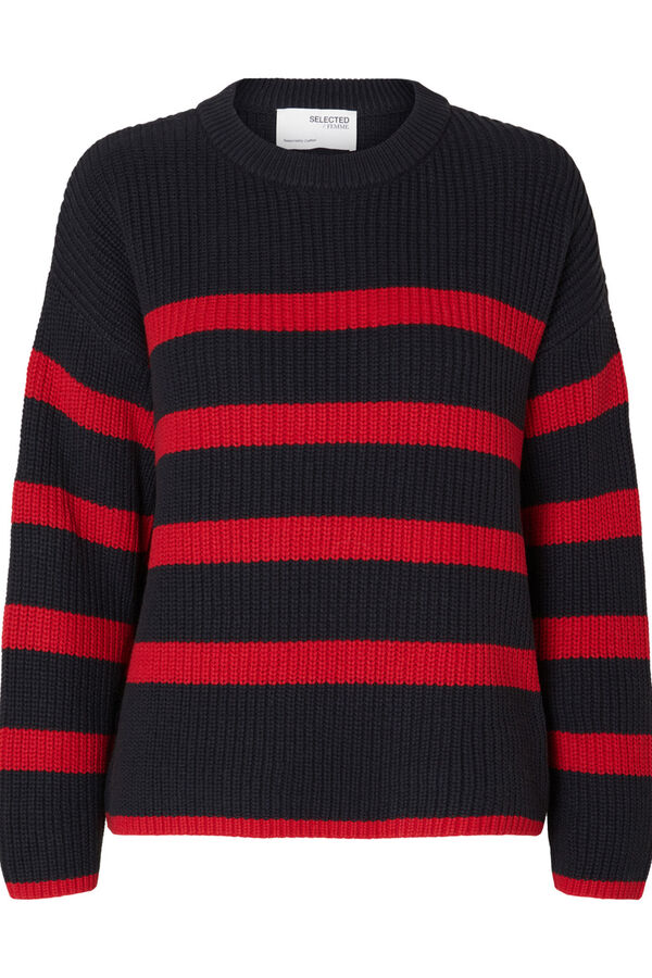 Selected Femme Camisola oversize de riscas e gola redonda. Azul