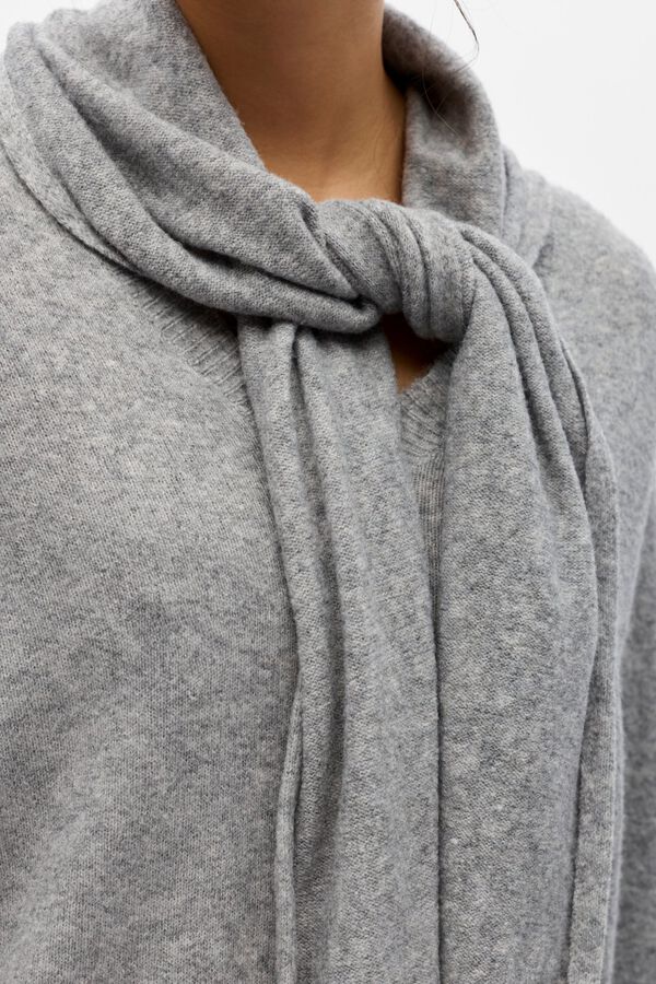 Object Camisola de malha com cachecol Cinzento