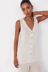 Cortefiel Rustic - look knitted vest Beige
