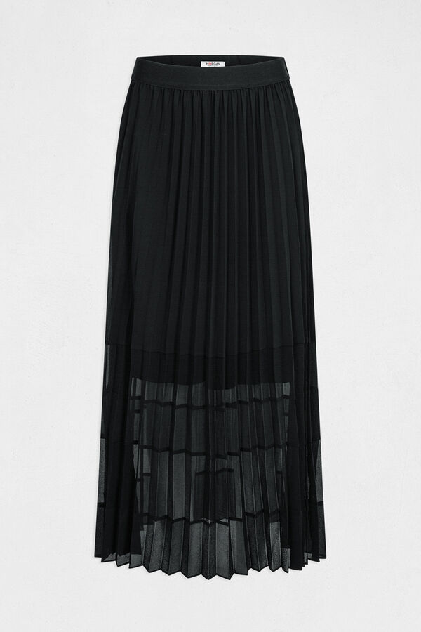 Cortefiel Long flared pleated skirt Black