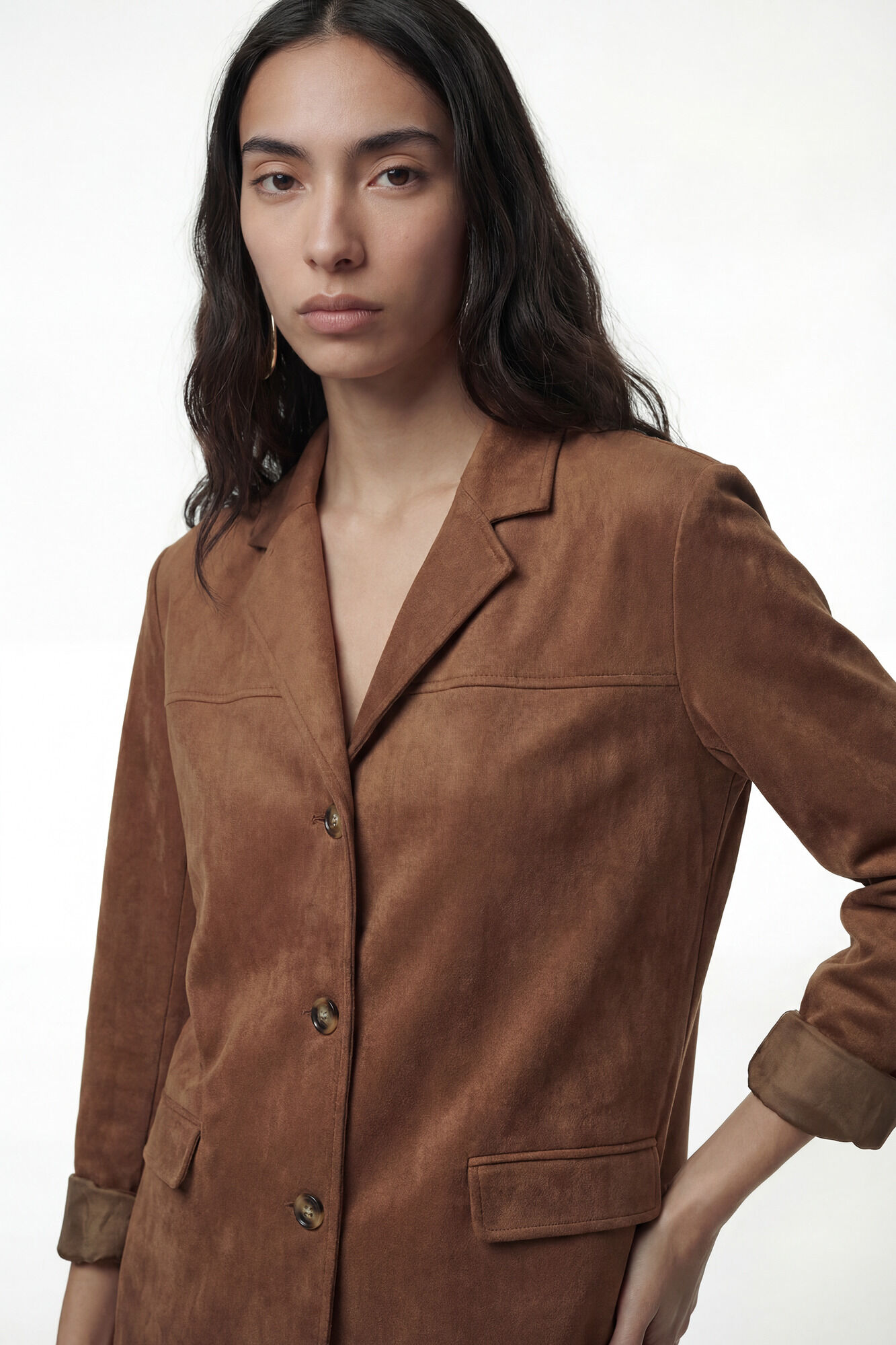 Vero Moda Casaco curta com efeito camur&ccedil;a