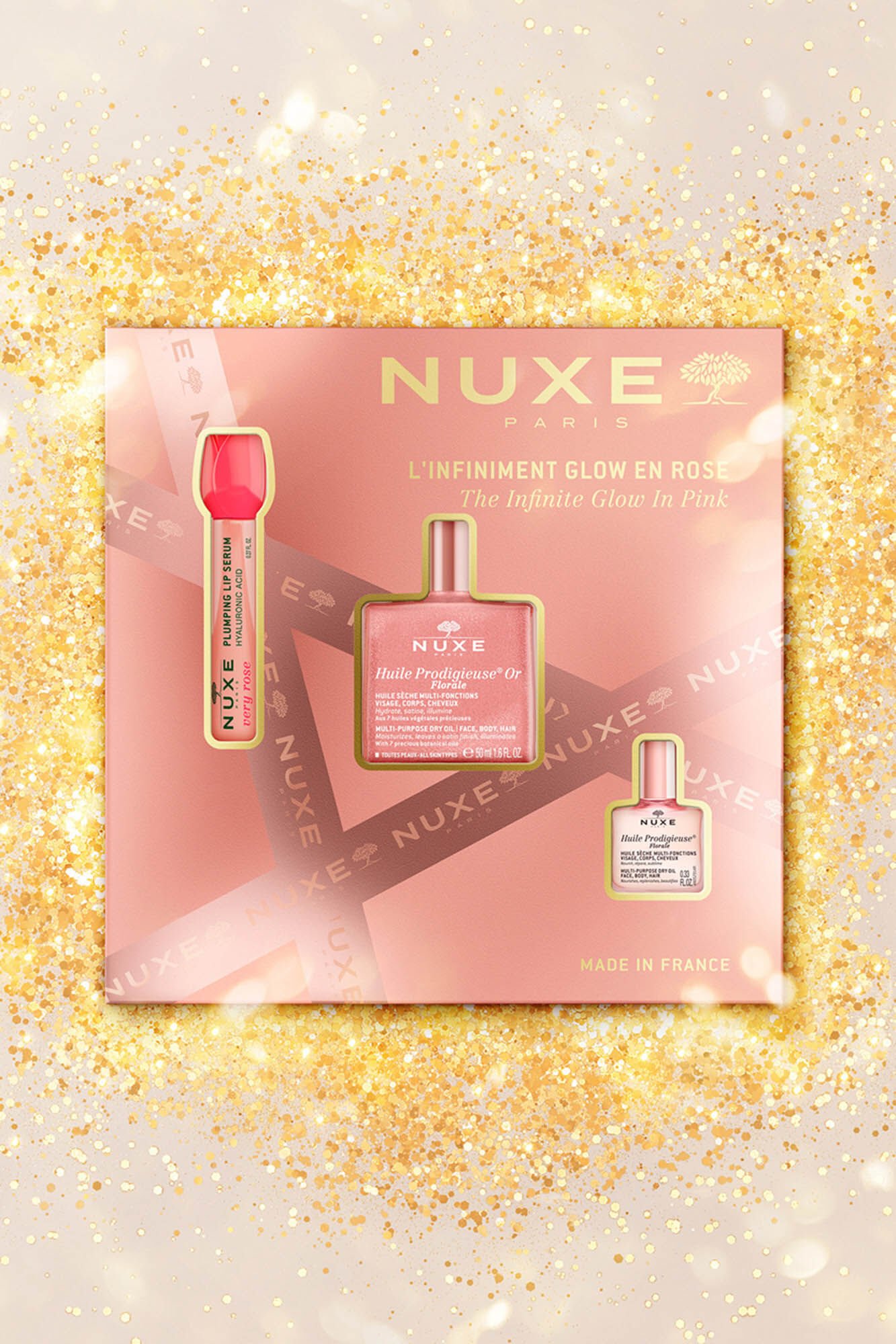 Nuxe NUXE COFRE REGALO GLOW INFINITO ROSA - VERY ROSE SERUM LABIAL + HUILE PROD FLORAL OR + HUILE PROD FLORAL