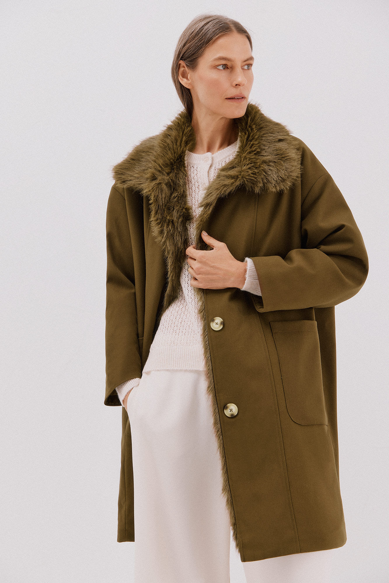 Cortefiel Parka with fur neck
