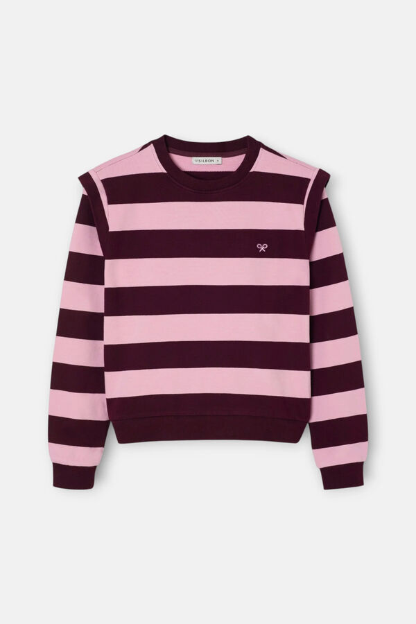 Silbon Striped shoulder sweatshirt Pink