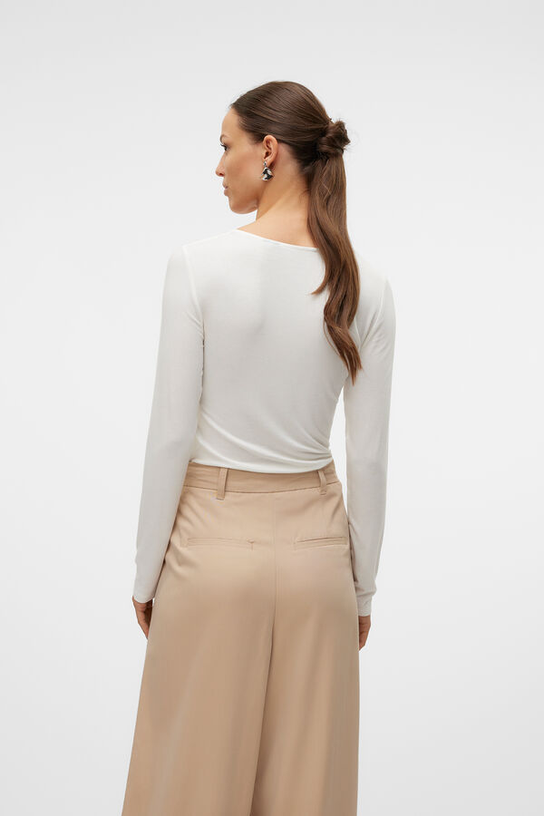 Vero Moda Top de manga larga y cuello pico Blanco