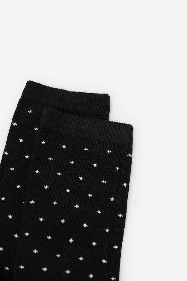 Cortefiel Long mini polka-dots sock Black