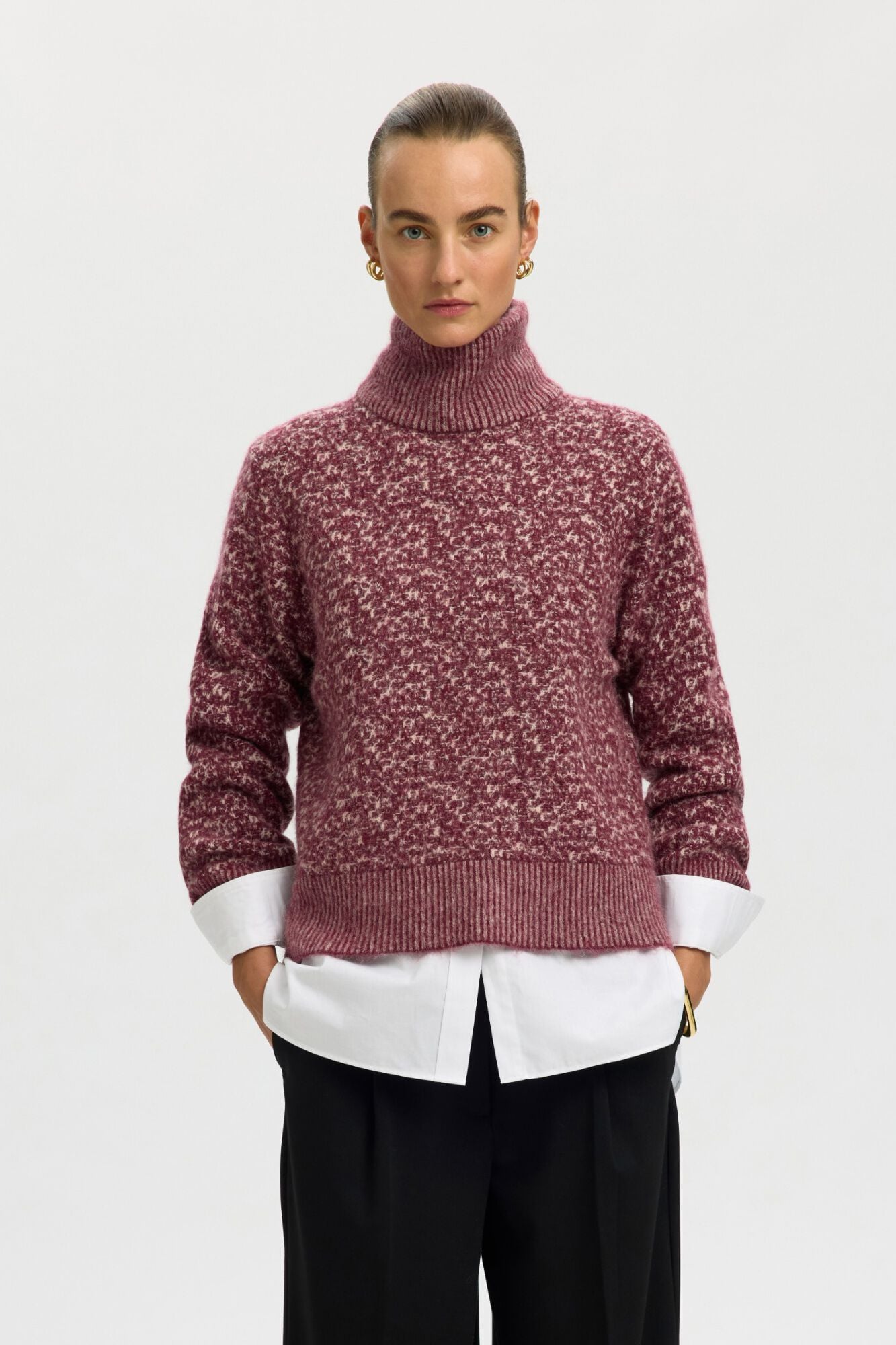 Selected Camisola gola alta em l&atilde; alpaca