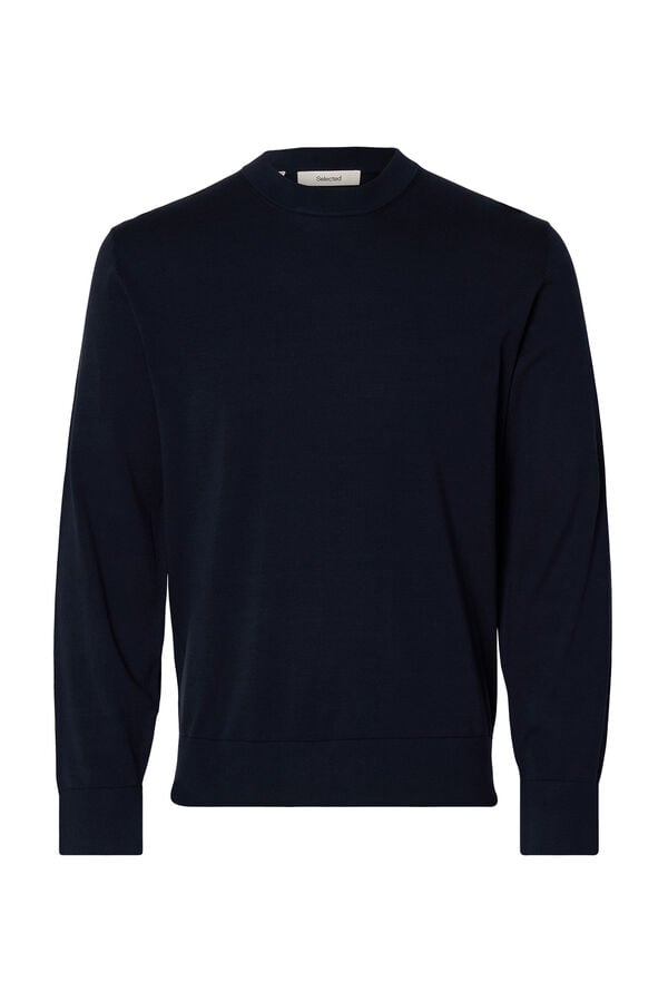 Selected Lightweight 100% organic cotton jumper Navy