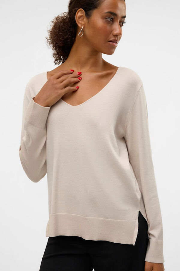 Vero Moda Camisola gola em bico Tostado
