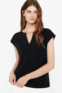 Cortefiel Kersey-knit top with chain detail Black