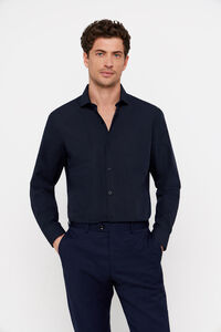 Cortefiel Slim fit easy-iron ottoman dress shirt Navy