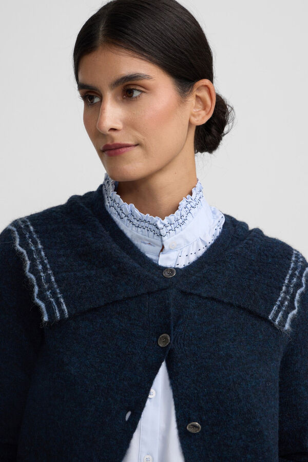 Silbon Casaco de malha com gola gola contrastante Azul