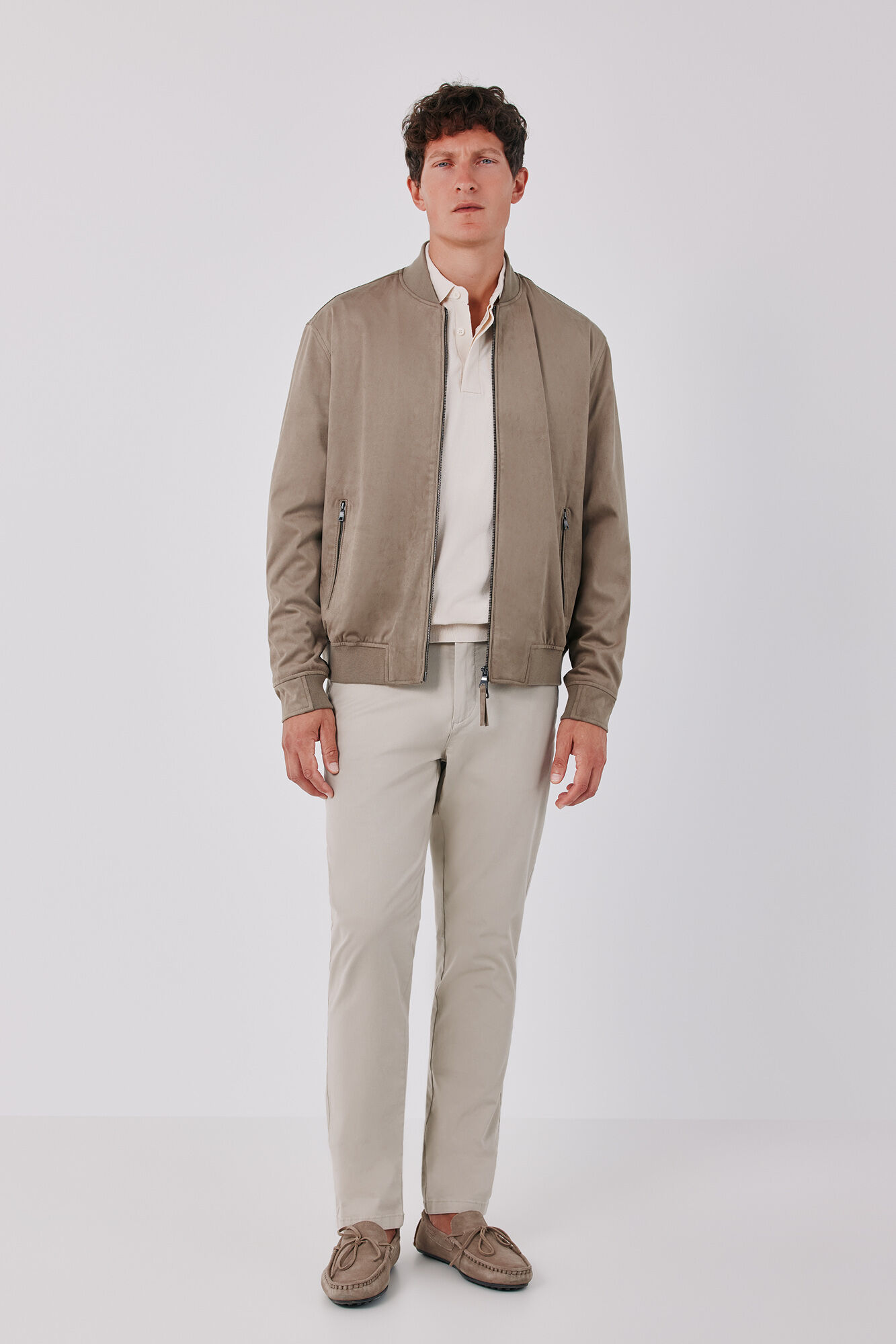 Cortefiel Faux suede bomber jacket