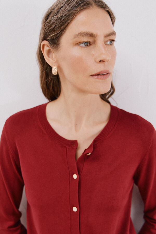 Cortefiel Short-sleeved jumper Maroon