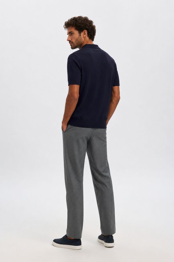 Selected Short sleeve jersey-knit polo shirt Navy