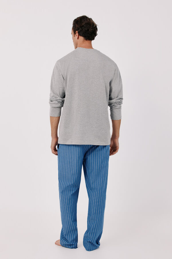Cortefiel Jersey-knit and fabric pyjamas set Grey