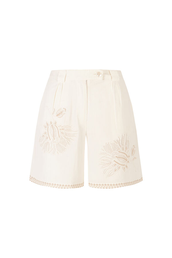 Cortefiel Embroidered bermuda shorts White