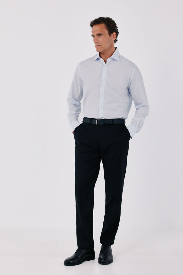 Cortefiel Checked slim fit easy iron dress shirt Blue
