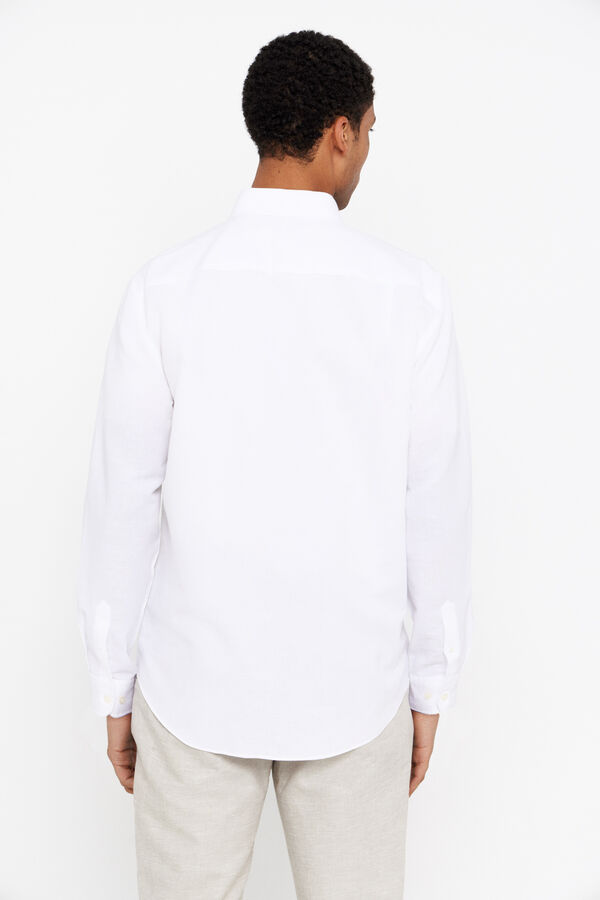 Cortefiel Camisa lino algodón liso Blanco