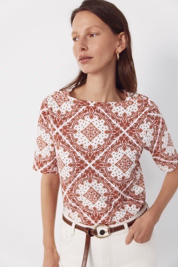 Cortefiel Boat neck t-shirt Multicolour