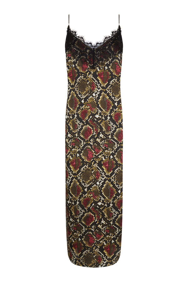 Slowlove Vestido lencero estampado serpiente Estampado granate