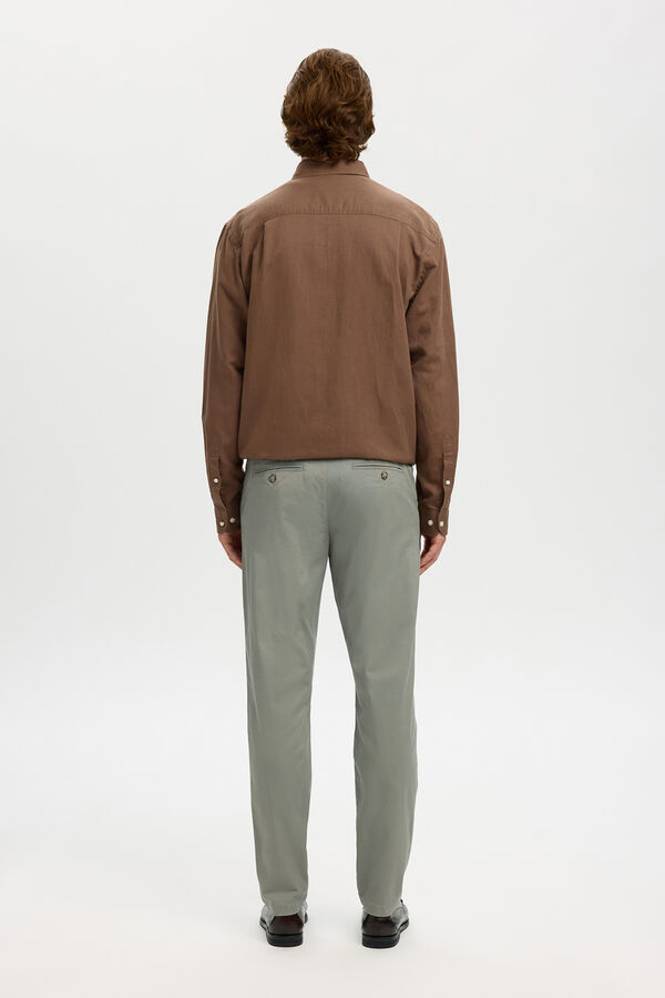 Selected Slim fit chinos pants made with organic cotton  Green