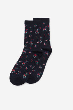 Cortefiel Floral ribbed socks Navy