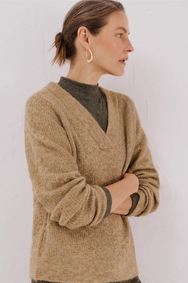 Jersey De Punto Fino Para Mujer Con Cuello De Pico | Elegante, Cálido Y Transpirable Para Otoño E Invierno