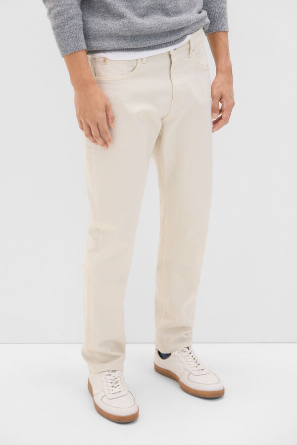 Cortefiel 5-pocket regular fit coloured trousers Ivory