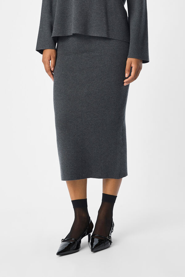 Cortefiel Midi knit skirt Grey