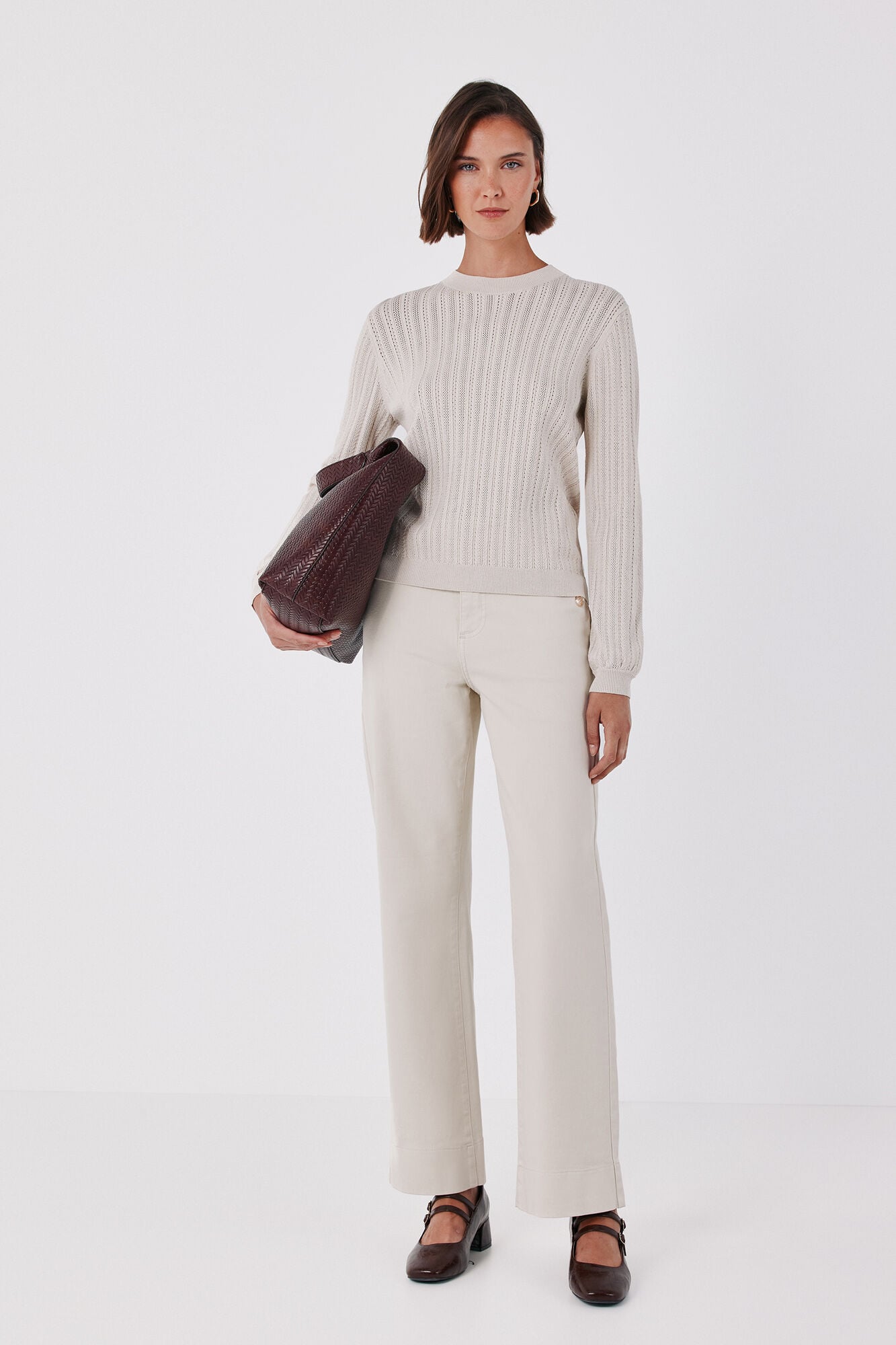 Cortefiel Textured crew neck jumper