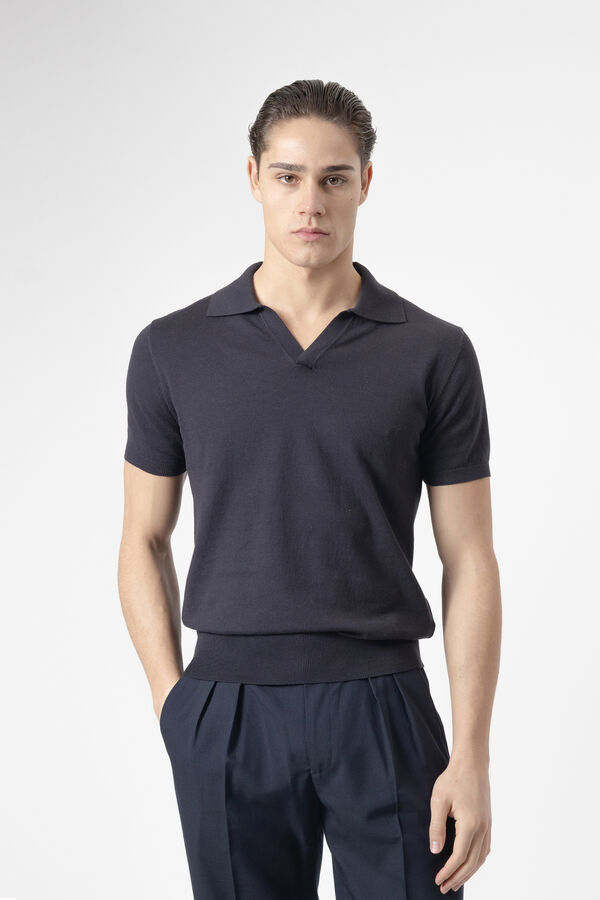 PuroEGO Jersey-knit polo shirt Navy