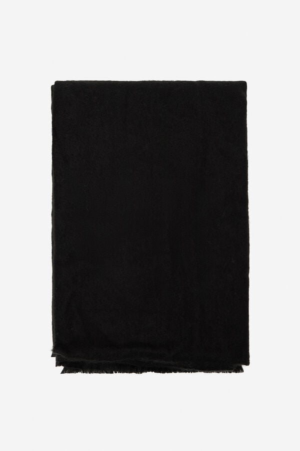 Cortefiel Basic plain jersey-knit scarf Black