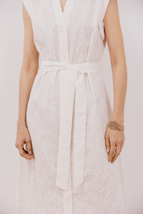 Cortefiel Matching embroidered dress White
