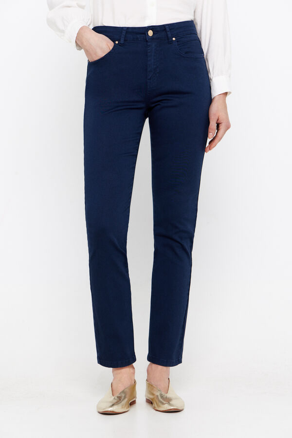 Cortefiel Coloured cropped-fit skinny trousers Navy