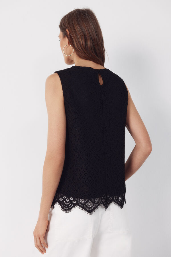 Cortefiel Top guipur Black