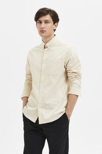 Cortefiel Camisa de manga comprida com bolso 100% algodão Marrom