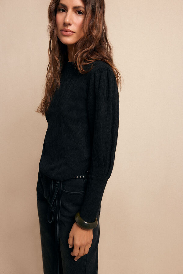 Slowlove Top estructura frunce Preto