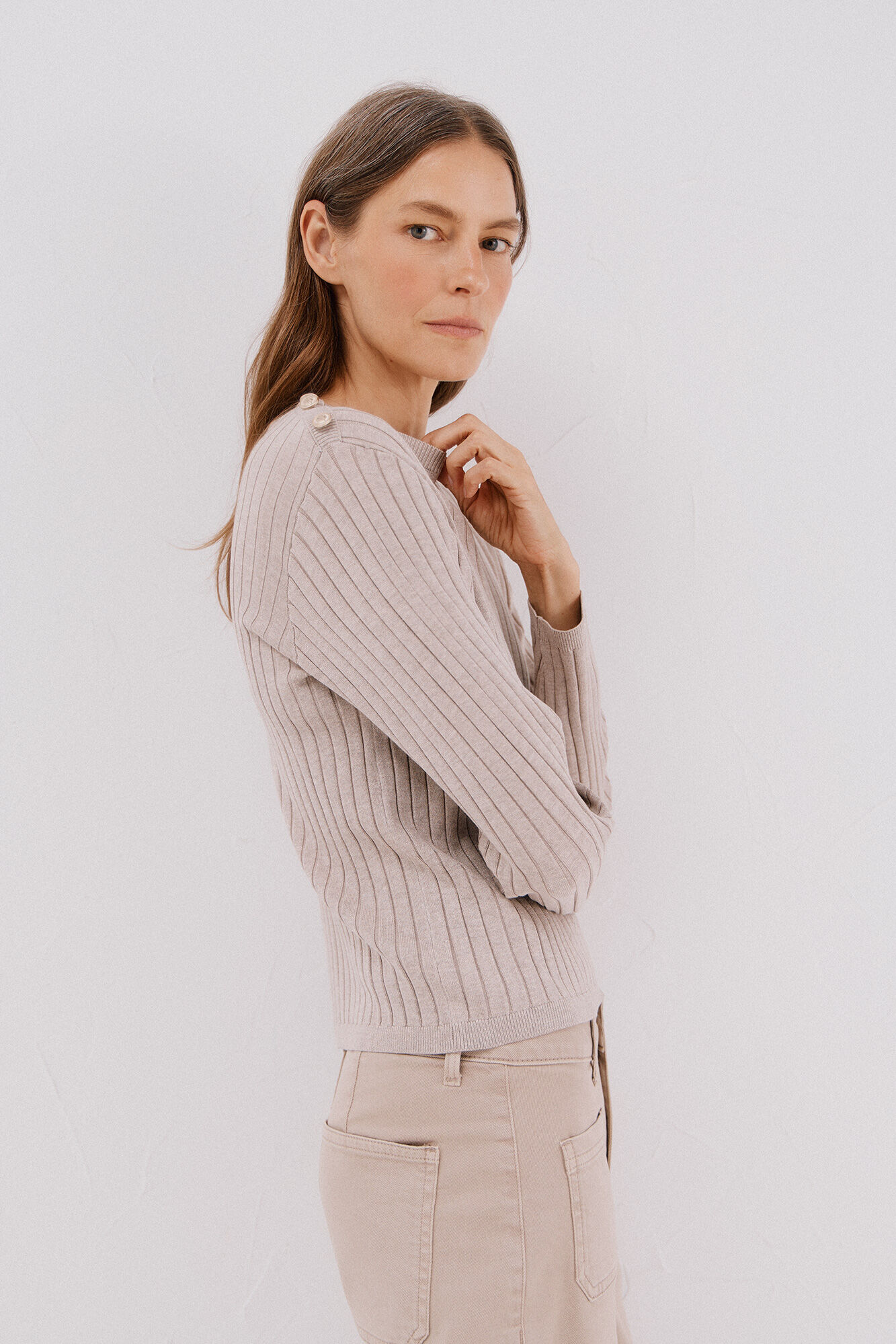Cortefiel Ribbed jumper with buttons