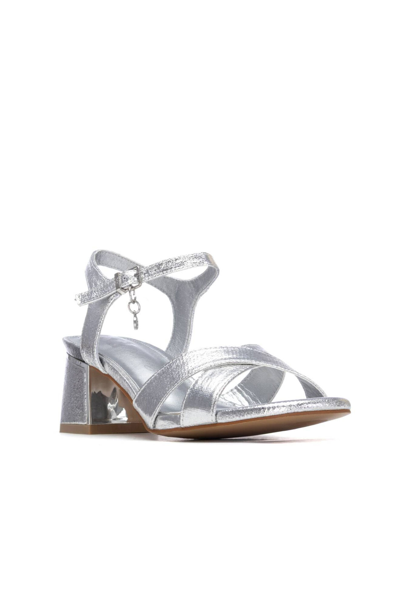 XTI Metallic cross-strap heeled sandal