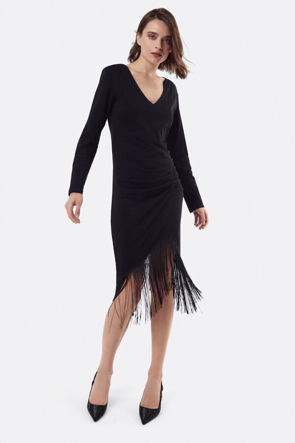 Cuplé Vestido de malha com nó Preto