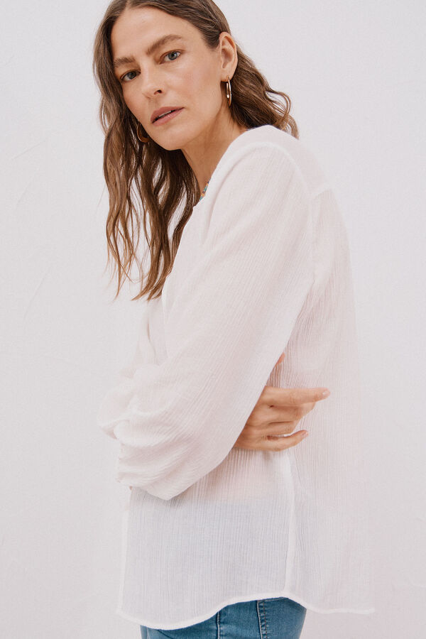 Cortefiel Blusa gola redonda Branco