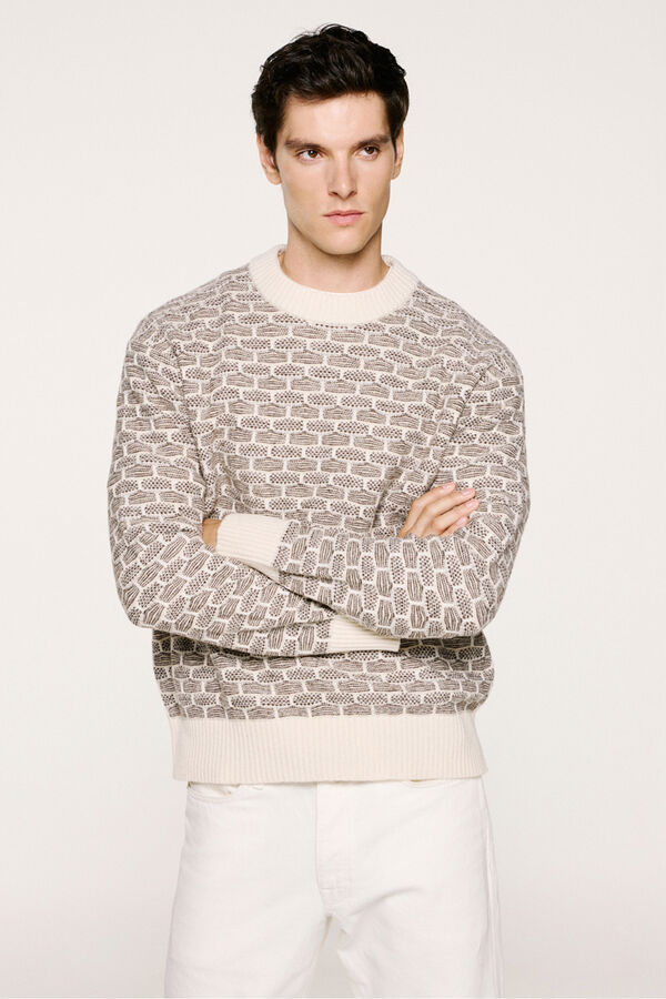 Selected Camisola de lã com gola caixa  Branco