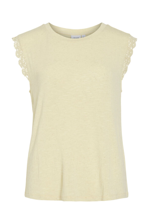 Vila Women's T-shirt with lace sleeves Yellow