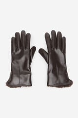 Cortefiel Fur effect glove Dark brown