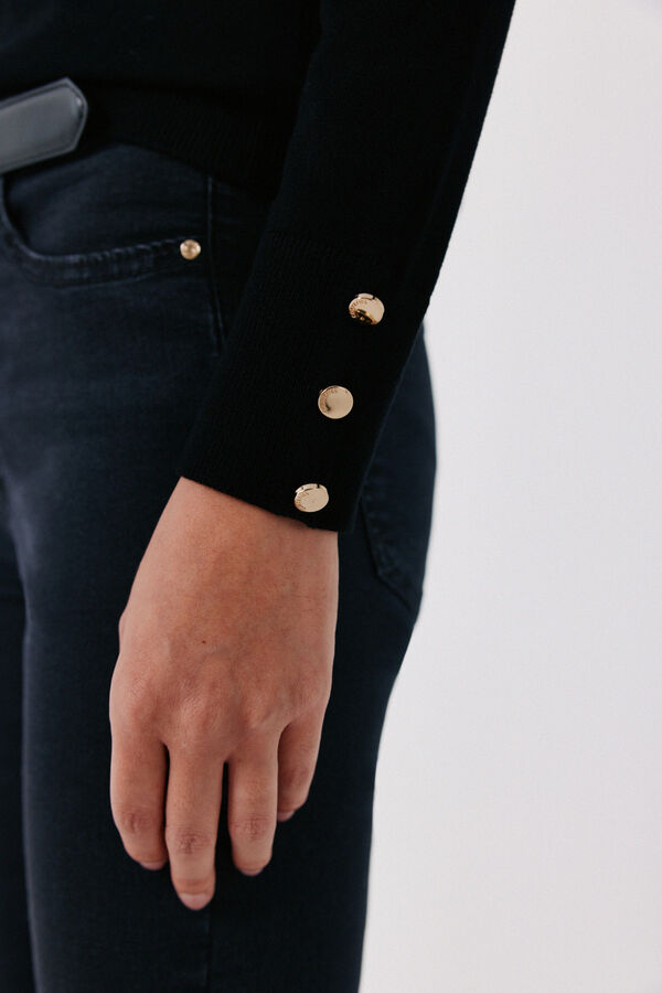 Cortefiel Round neck jumper Black