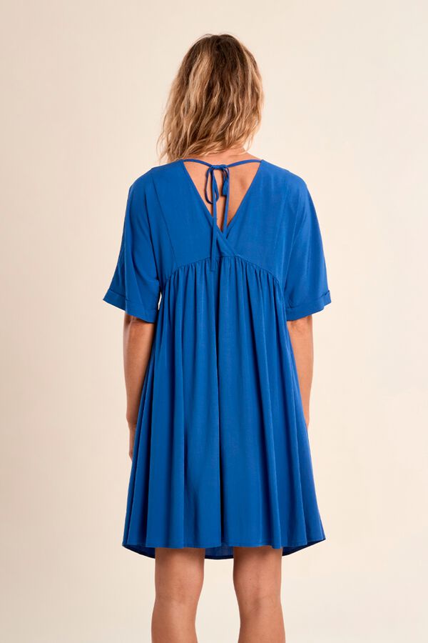 Molly Bracken Vestido de manga curta com detalhe de la&ccedil;ada Azul