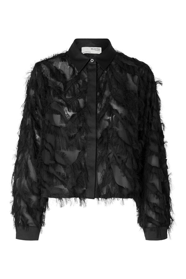 Selected Femme Fluffy long sleeve shirt. Black