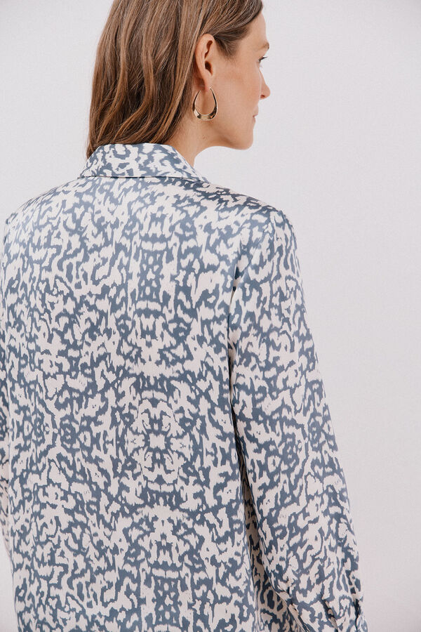 Cortefiel Satin-finish shirt Printed blue