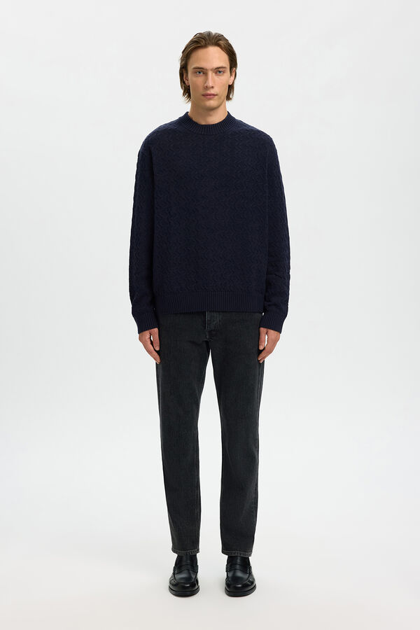 Selected Camisola estruturada 100% algodão orgânico. Azul